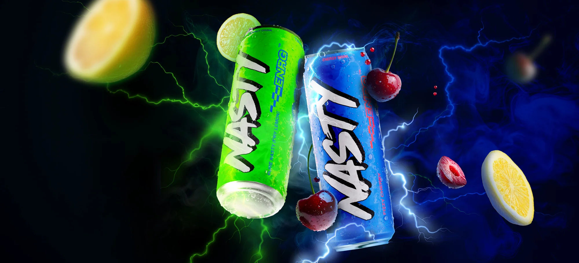 Nasty Flavours energy drink banner – bold taste, high performance with every can of ENRG by Nasty