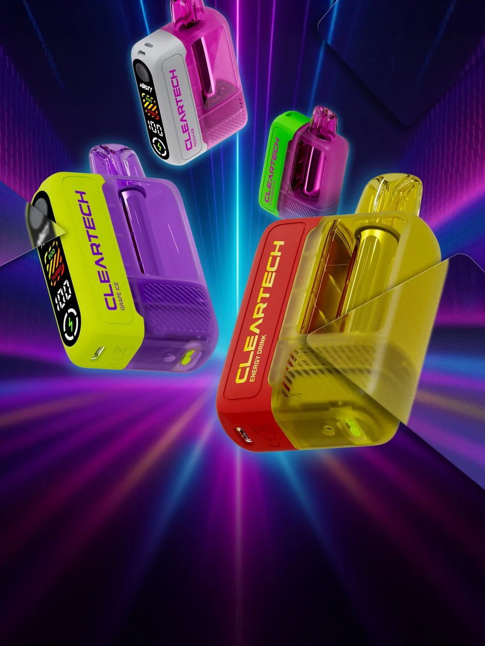 NASTY ClearTech devices in the range's flavour colours