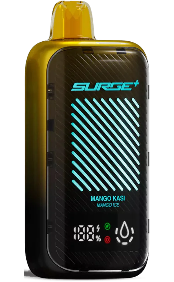 NASTY SURGE+ 55K, its digital screen lit and reading the flavour it is loaded with.